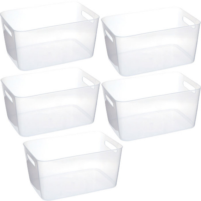 플라라 투명 수납바구니 2호, 화이트, 5개