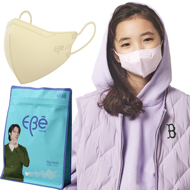 이비에 더세로 마스크 KF80 소형, 30개입, 1개, 아이보리