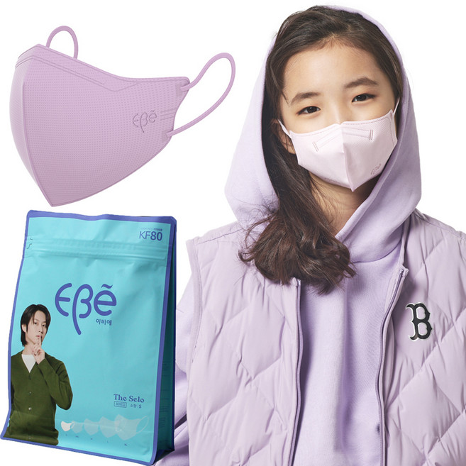 이비에 더세로 마스크 KF80 소형, 30개입, 1개, 퍼플