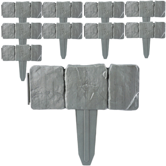 Life Sweet 石頭造型邊框 庭院花圃裝飾圍欄 10入, 灰色