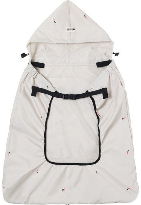 맘네스트 후드 아기띠워머 자수, 베이지크로버