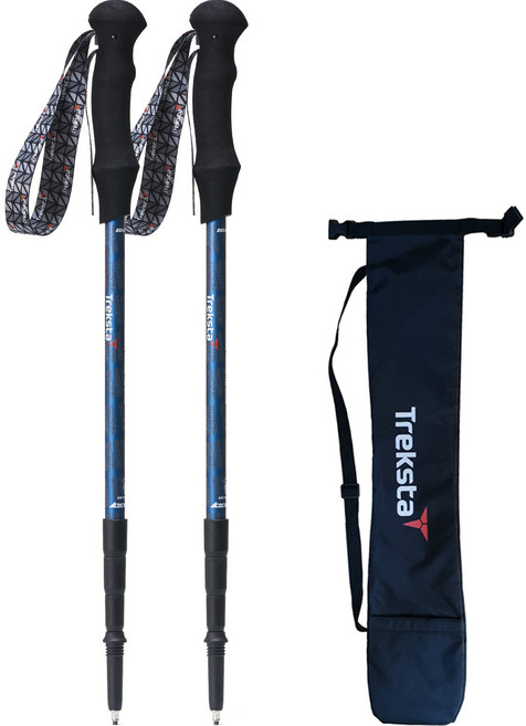 Treksta Baron 4節超輕量登山杖 2入 + 收納袋, 海軍藍, 1套