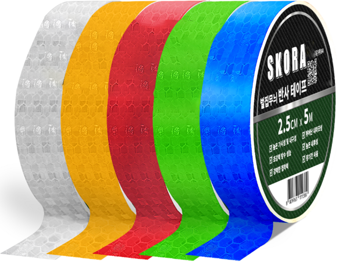 스코라 벌집무늬 반사 테이프, 5개, 혼합색상