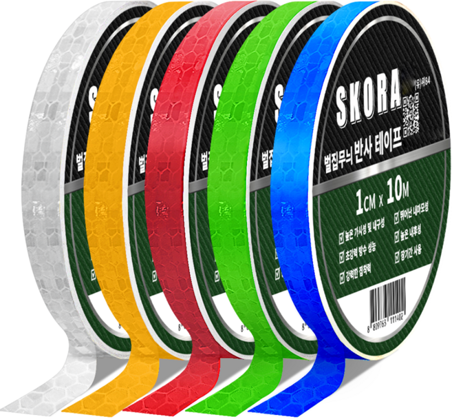 스코라 야간 고휘도 반사 테이프 5종 세트, 5개, 혼합색상