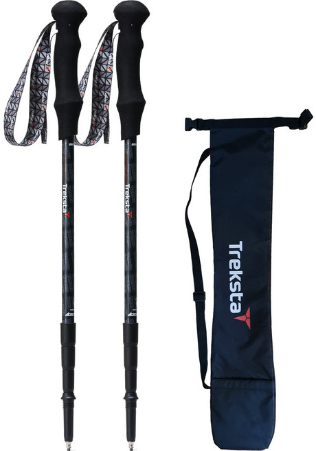 트렉스타 바론 4단 초경량 등산스틱 2p + 케이스, 블랙, 1세트