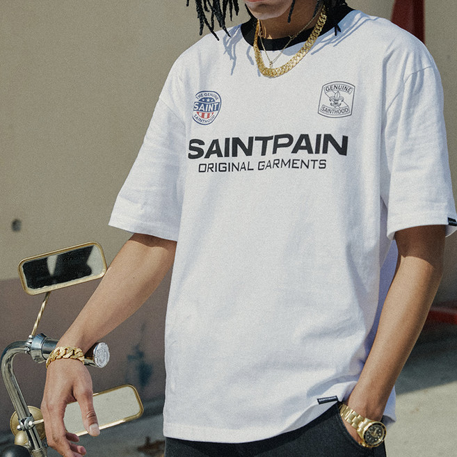 saintpain Saint Club V領T恤, 白色