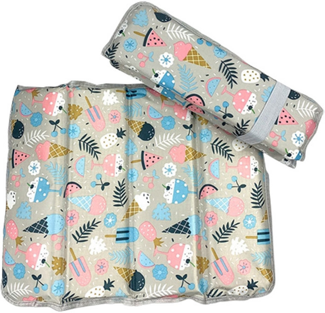 라온투유 휴대용 폴딩 방수 방석 4단 2p, 14 카키아이스