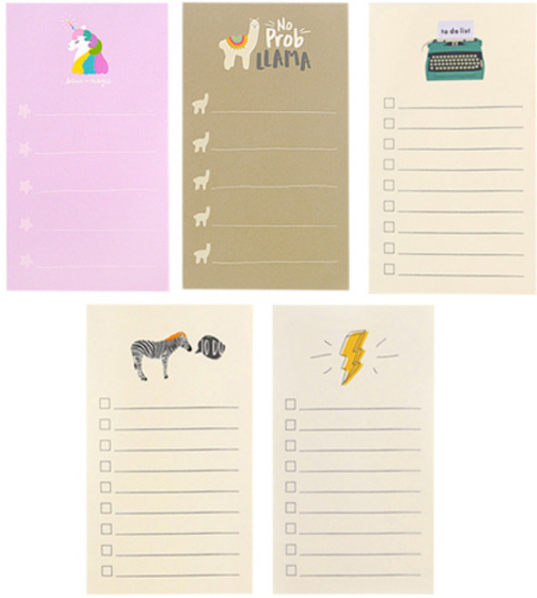 인디케이 투두리스트 디자인 메모지 5종 x 4p 세트, 혼합색상, 1세트