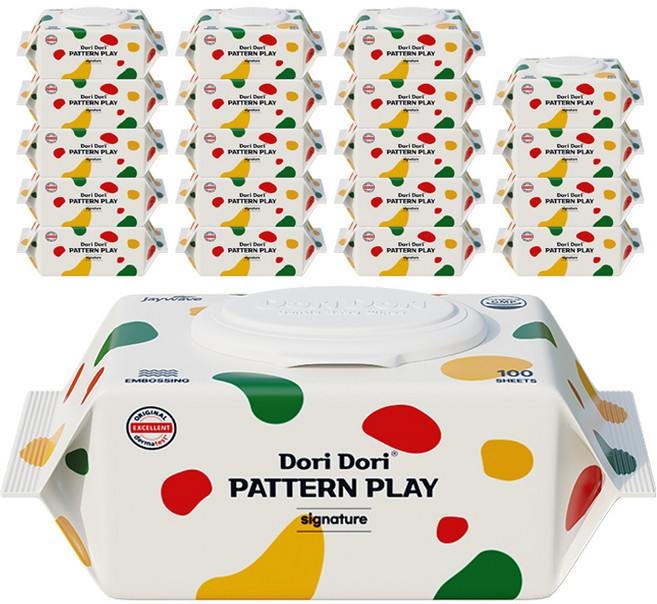 도리도리 패턴플레이 시그니처 아기물티슈 캡형, 50g, 100매, 20개