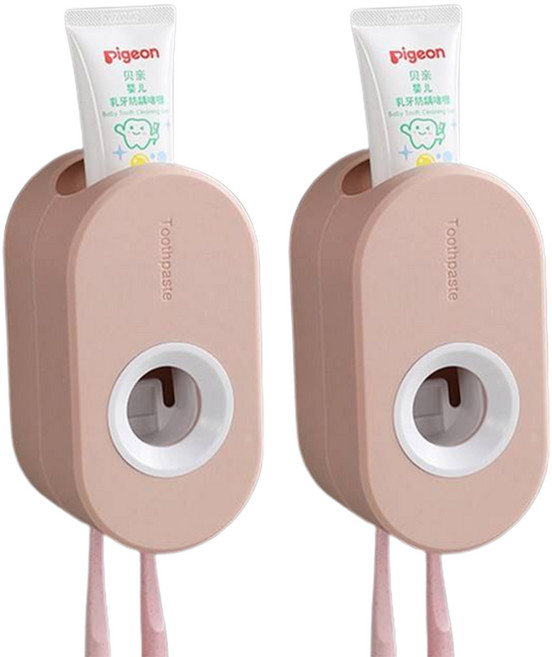 원터치 치약 디스펜서, 핑크, 2개