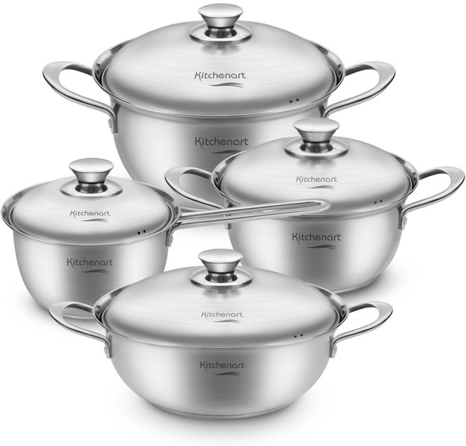 키친아트 베니 올스텐 인덕션 냄비 4종 세트, 혼합색상, 편수 18cm + 양수 20cm + 양수 22cm + 전골 26cm