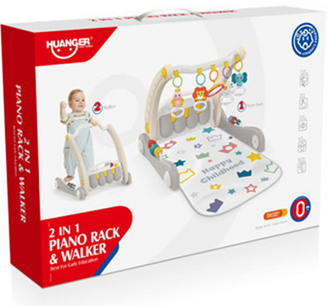 하늘썬별 2 in 1 딸랑이 피아노 걸음마 체육관, 그레이, 1개