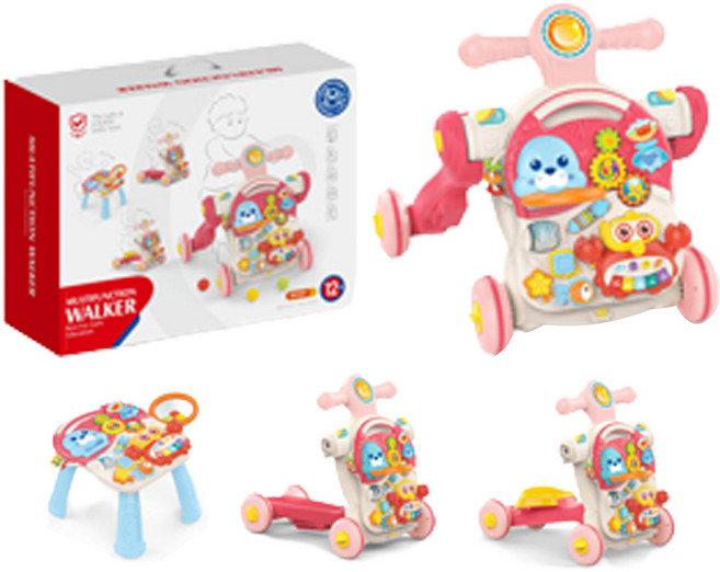 하늘썬별 4 in 1 해피 걸음마 붕붕카 에듀 테이블 huanhe0826, 핑크, 1개