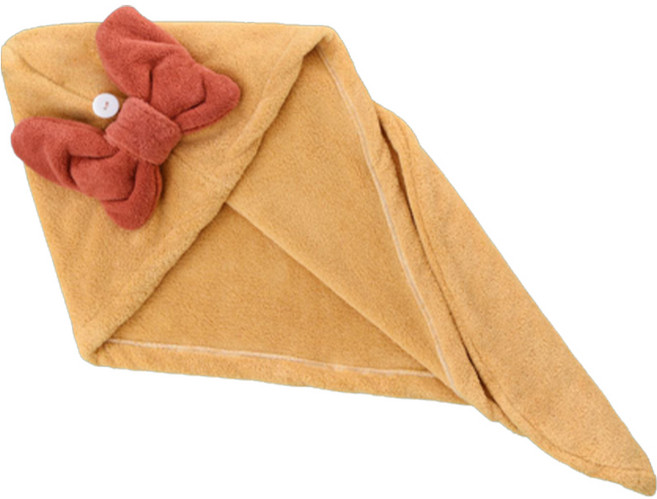 다사닷컴 리본 코랄모 드라이 헤어캡 건조 타올, 옐로우, 1개