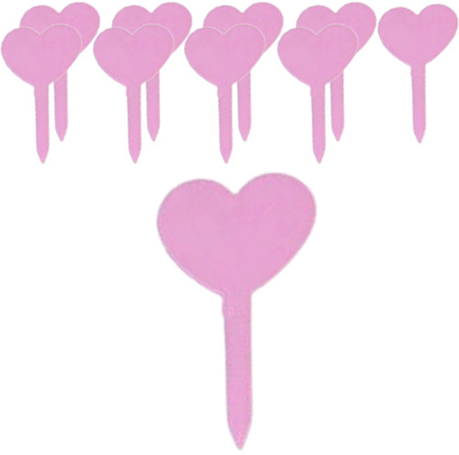 12라운드 하트 화분 팻말 꽂이 10p, 핑크