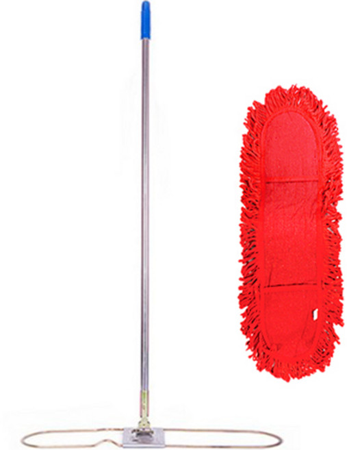 월드크린 리스킹 기름걸레 105cm 1p + 스텐 판자루 대형 120cm, 1세트, 적색