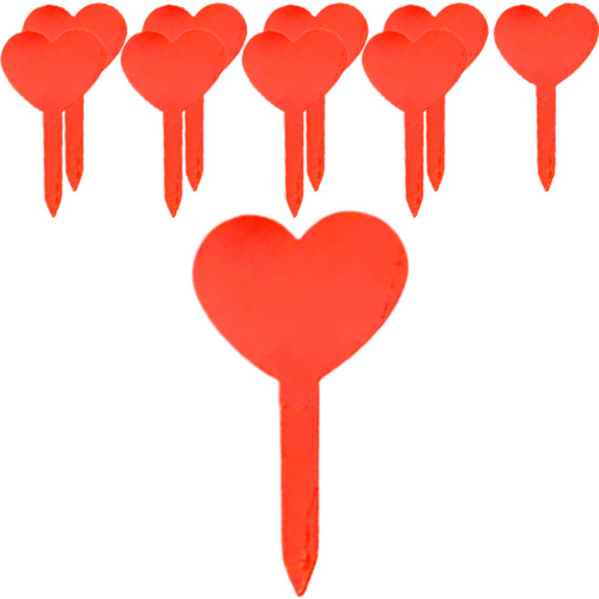 12라운드 하트 화분 팻말 꽂이 10p, 레드