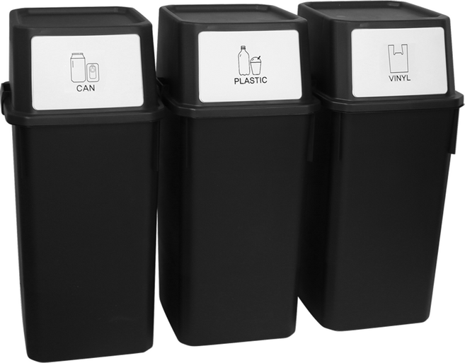 분리수거함 60L 3개, 블랙