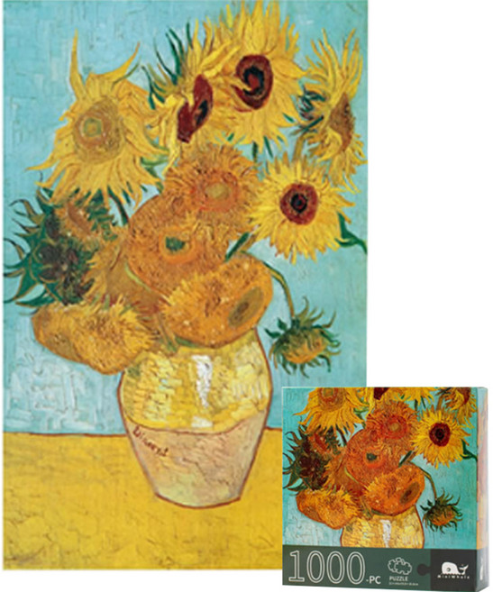 미니웨일 풍경 유화 세계화 직소퍼즐, 1000피스, 해바라기, 1개