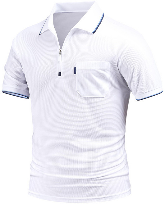 다꾸앙 남성용 메쉬보우 지퍼 반팔 카라 티셔츠 F03K9_tp4954