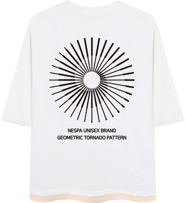 NESPA 男款幾何漩渦七分袖T恤 SRV_0011