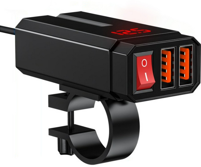 오토바이 방수 USB 12v 시거잭 12볼트 QC3.0 고속충전 볼트메타, 1개