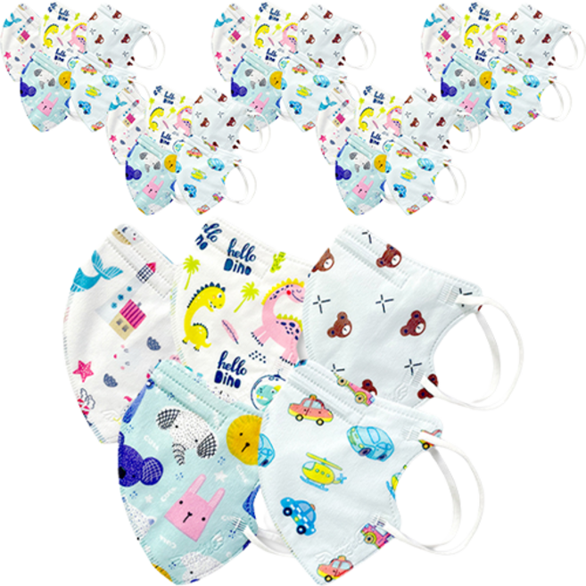 러블리앙즈 4겹 입체 새부리형 마스크 유아용 5종 x 6p 세트 K 소형, 30매, 1세트, 남아믹스