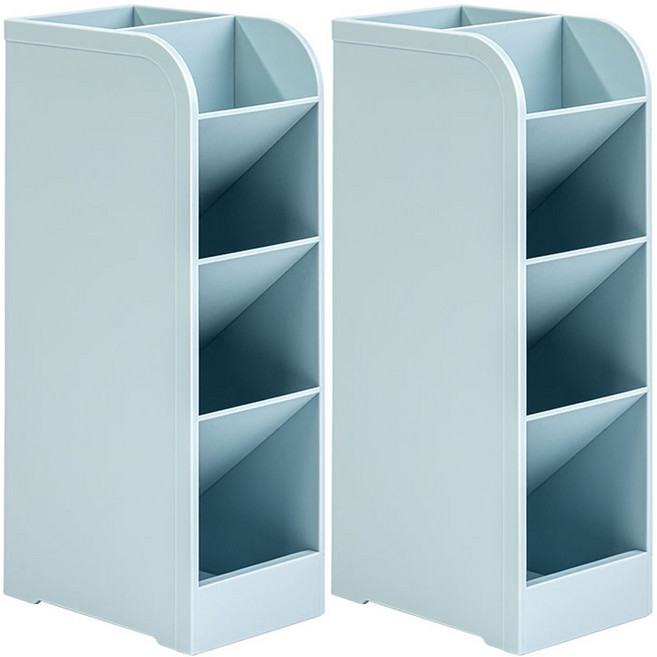 델리 데스크 오거나이저 5칸 분리 사선꽂이 정리함 8938-0, 밀크블루, 2입