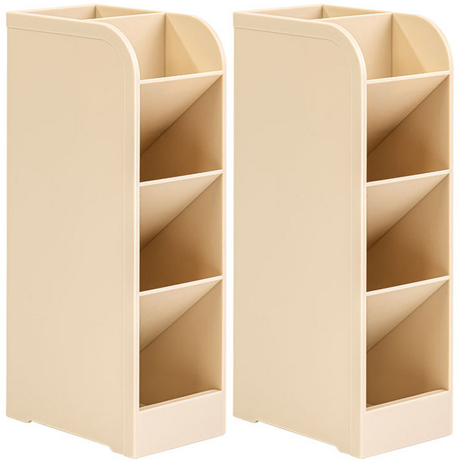 델리 데스크 오거나이저 5칸 분리 사선꽂이 정리함 8938-0, 아이보리, 2입