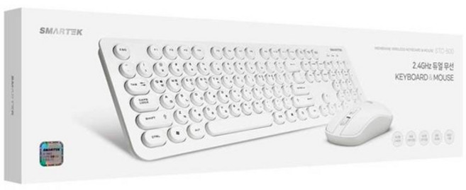 스마텍 레트로 무선 키보드 마우스 세트 STC-500, 키보드 (STC-210), 마우스 (SM-1100), 화이트, 일반형