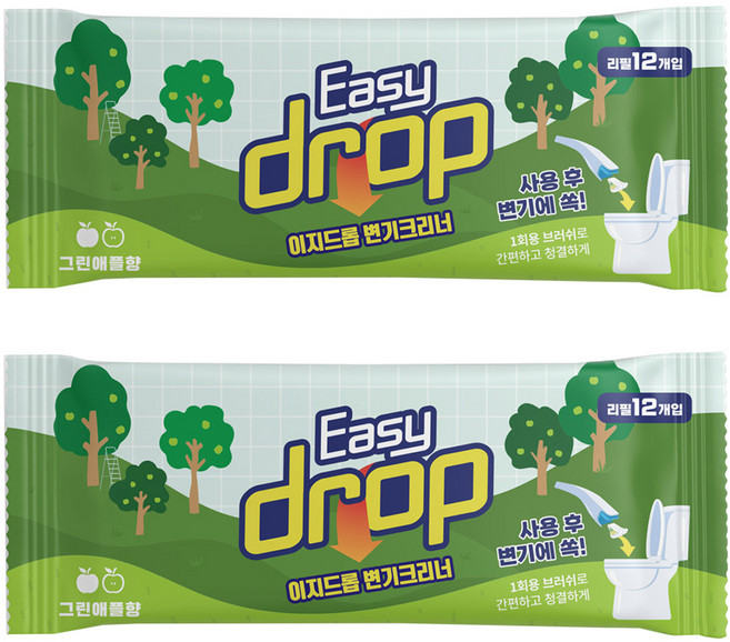 이지드롭 일회용 변기크리너, 그린애플, 1세트