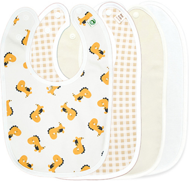 반값마켓 공룡 토끼 턱받이 4종 세트, 머스터드공룡 + 체크베이지 + 무지베이지 + 무지아이보리, 4개입, 1세트