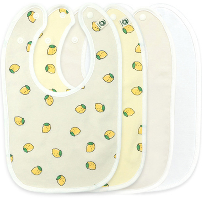 반값마켓 레몬4종 토끼턱받이, 레몬베이지 + 레몬노랑 + 무지베이지 + 무지아이보리, 1세트