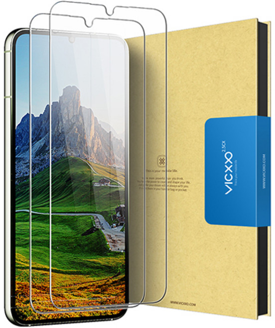 빅쏘 9H 고투명 갤럭시 강화유리 휴대폰 액정보호필름 2매, 1세트