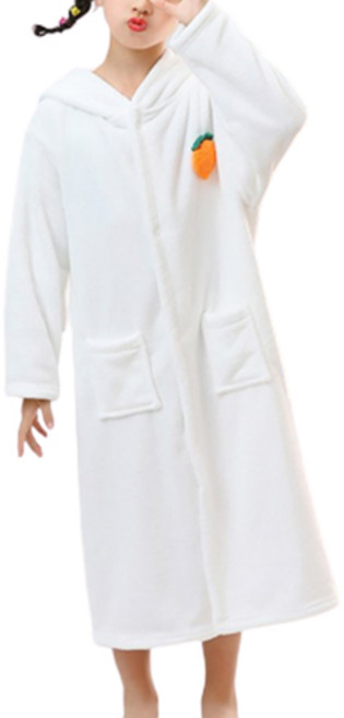 스타빈 아동용 입체당근 토끼후드 스냅 목욕가운 S, 화이트, 1개