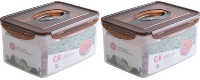 OK밀폐 대형 업소용 사각 대용량 김치통, 5L, 2개