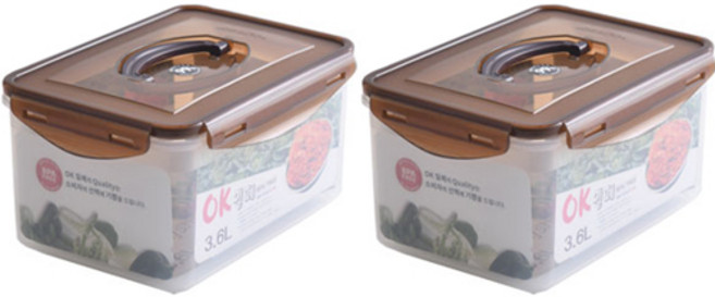 업소용 사각 대용량 김치통, 3.6L, 2개