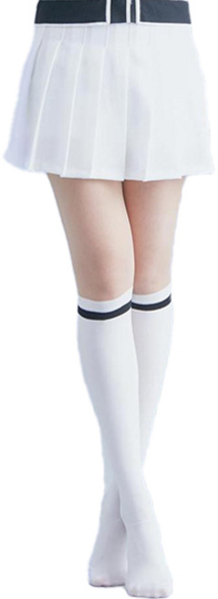 DONATI 투톤 골프스타킹 언더니 스트라이프 40D, 화이트, 1개