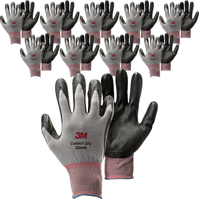3M Comfort Grip 手套 XL, 灰色, 10個