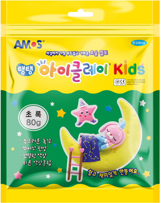 아모스 탱탱 아이클레이 KIDS, 초록, 80g, 1개