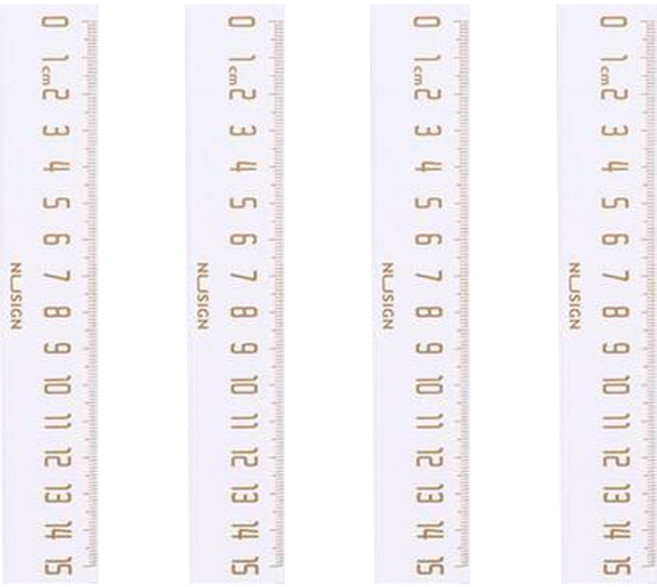 델리 누사인 ABS 눈금 자 15cm, 화이트, 4개