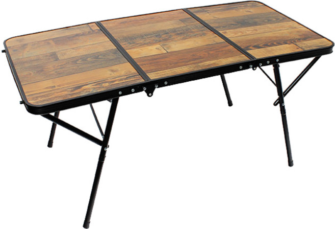 캠프빌리지 안정적인 3폴딩 캠핑 테이블, 우드
