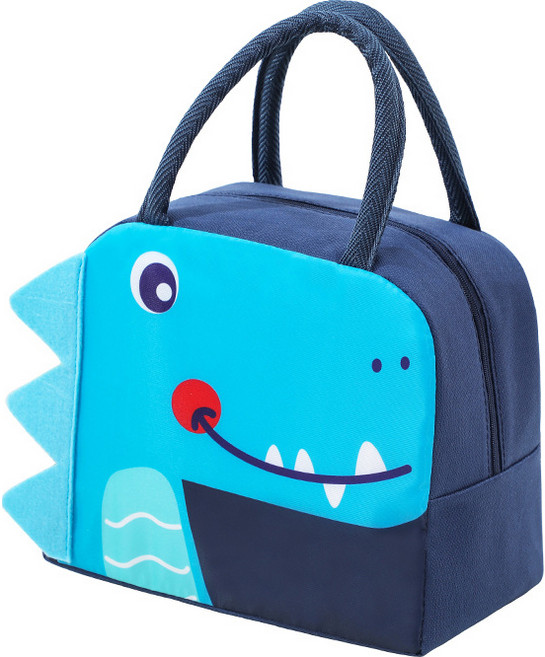 헬로키친 캐릭터 3D 입체 포인트 도시락 보냉백, 블루공룡, 1개