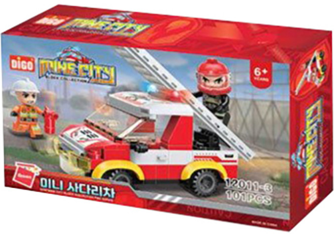 ZEUS 디고 마인시티 소방시리즈 미니 사다리차 레고호환블록, 혼합색상, 1개