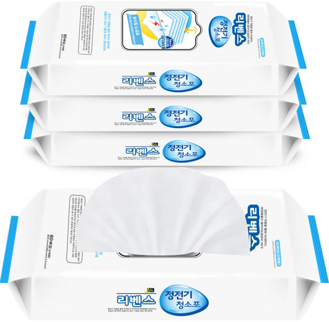 리벤스 정전기 청소포 60매, 4개