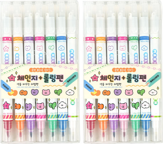 핑크풋 7000 체인지 롤링펜 7종 세트, 혼합색상, 2세트