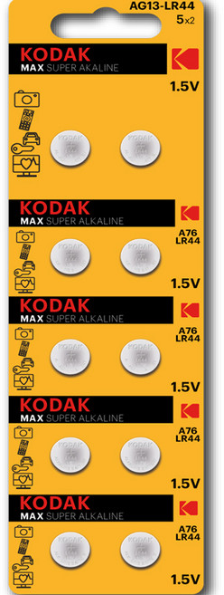 코닥 MAX LR44 A76 AG13 알카라인 코인건전지, 10개입, 1개