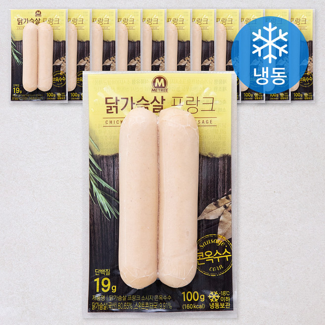 미트리 닭가슴살 프랑크 소시지 콘옥수수 (냉동), 100g, 12팩