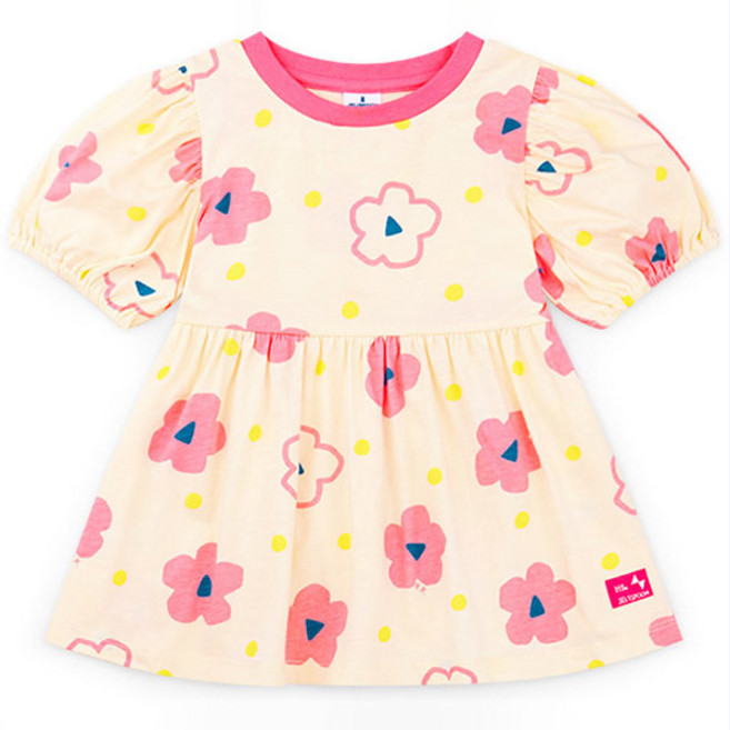JELISPOON 女童款可愛花朵印花蛋糕裙襬短袖T恤