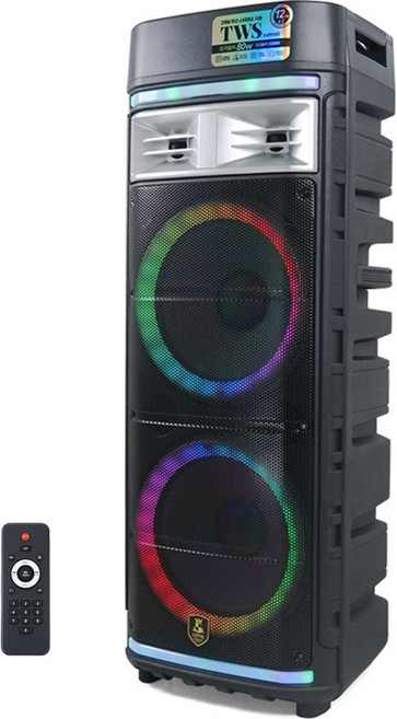 컴스 LED 이동식 UHF 블루투스 버스킹 노래방 앰프 TWS 싱글, CR500N, 블랙